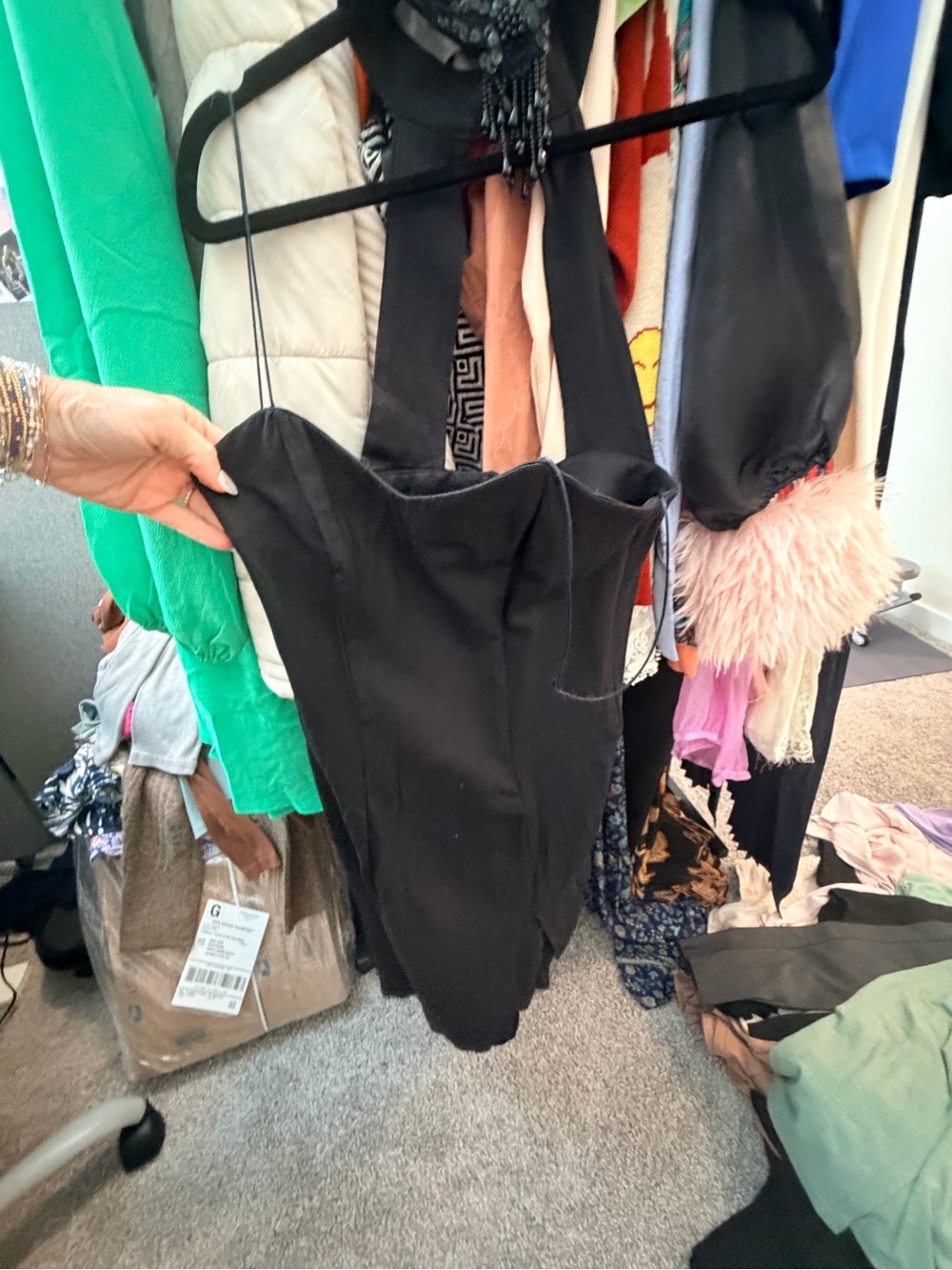 Vintage All That Jazz Black Halter Bodysuit Dress